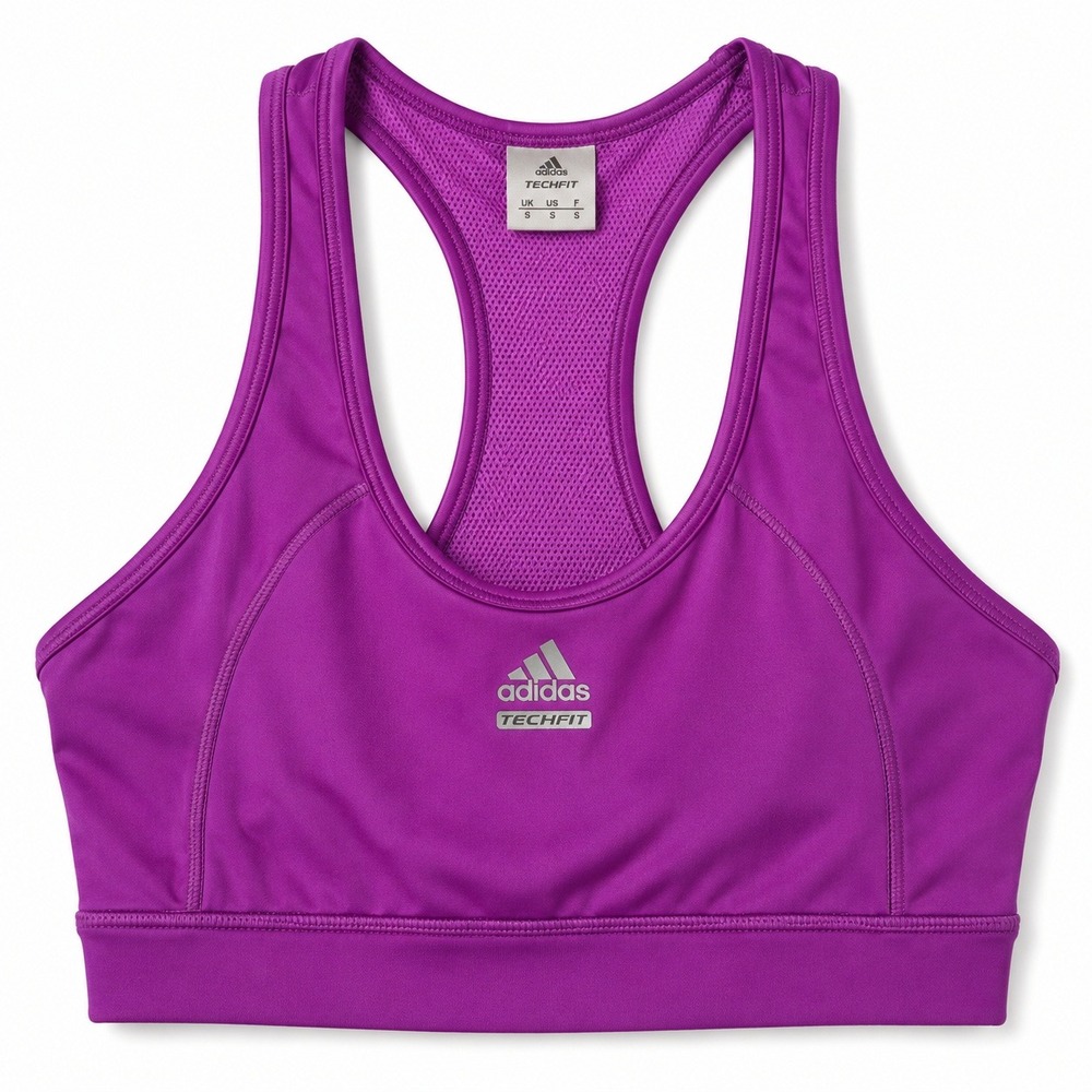 Adidas Techfit Sports Bra Purple Racerback Mesh Training Workout Women's Medium